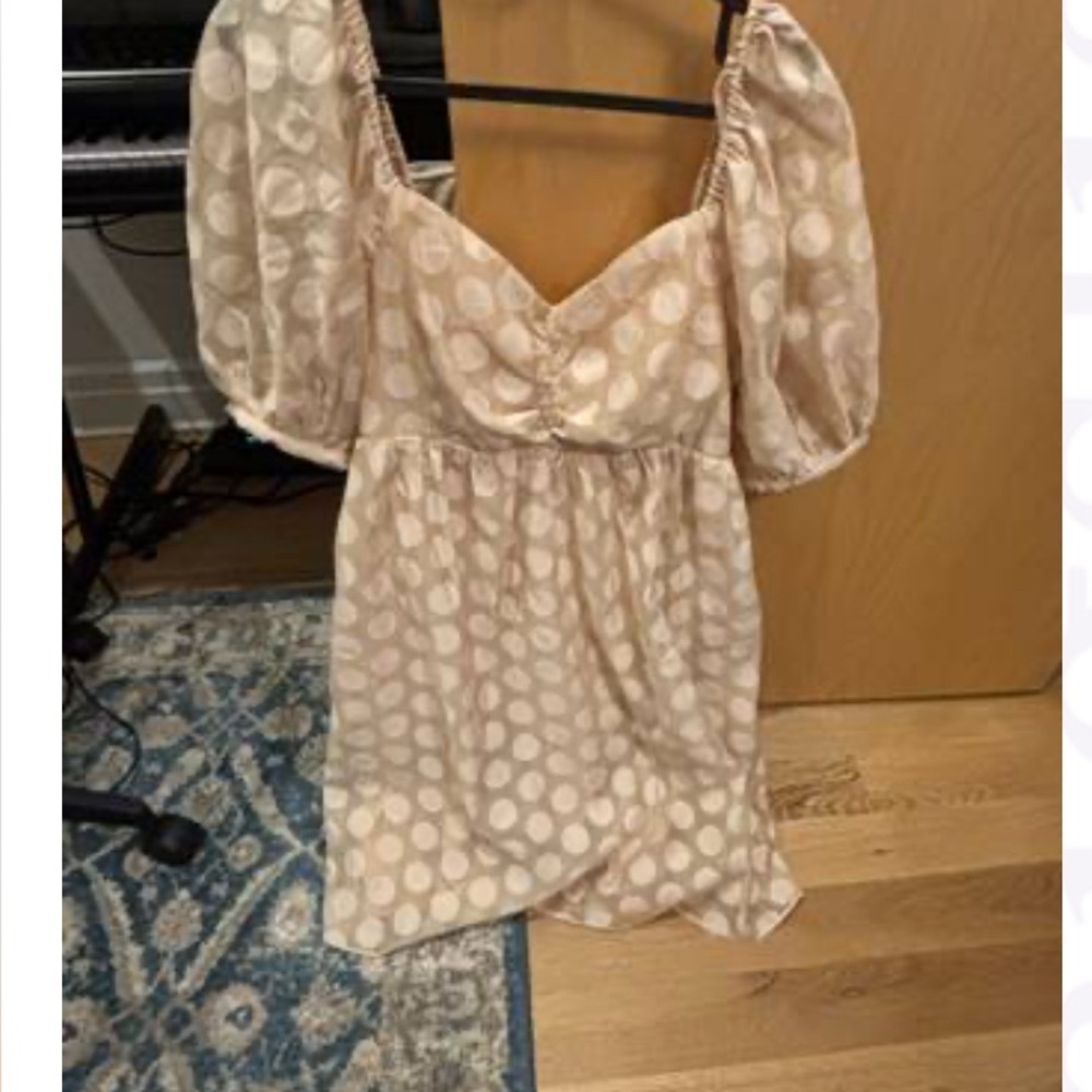NWT! NEVER worn. English Factory Polka Dot Dress in Beige and White